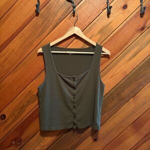 Madewell green Button-Up Ribbed Tank Top